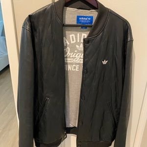 Adidas Originals Black Leather Jacket